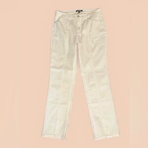 Classic Straight Denim Split Hem White Jeans Sz 8